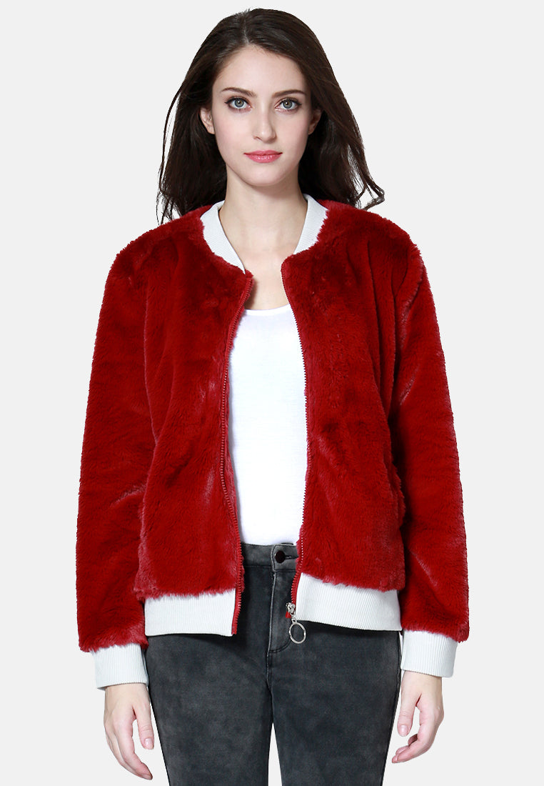soft and comfortable fur jackets#color_burgundy