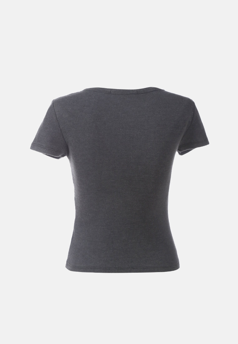 solid button up knitted top#color_black