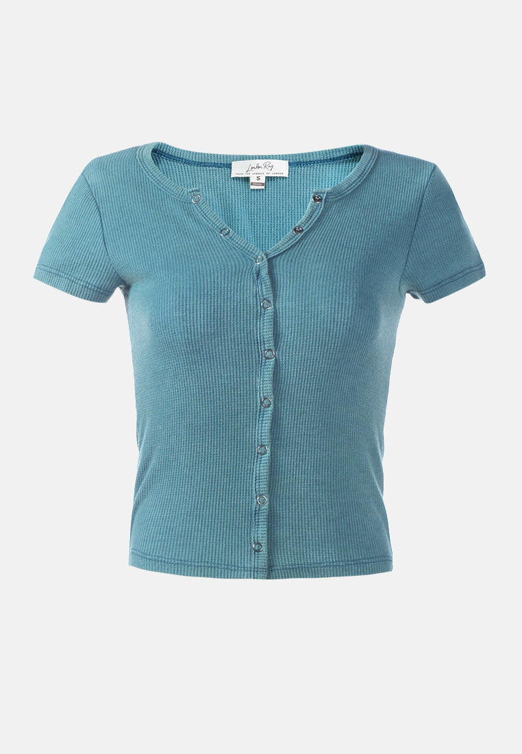 solid button up knitted top#color_dark-green