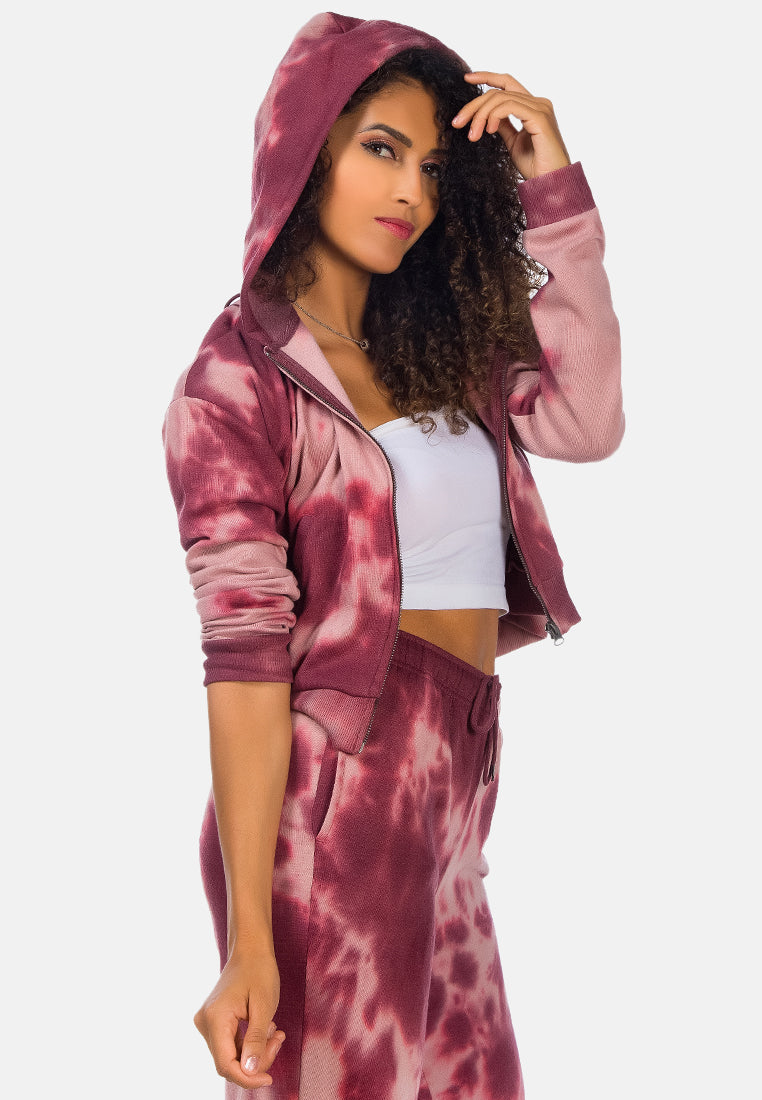 solid cropped drawstring hoodie#color_wine