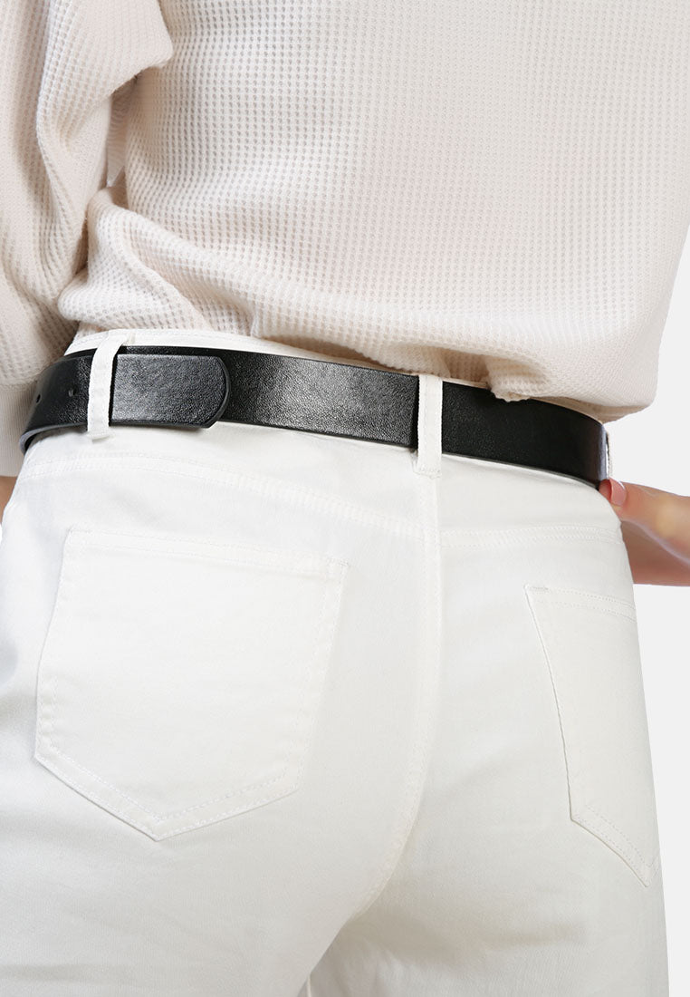 solid dress-up belt with clear buckle#color_black