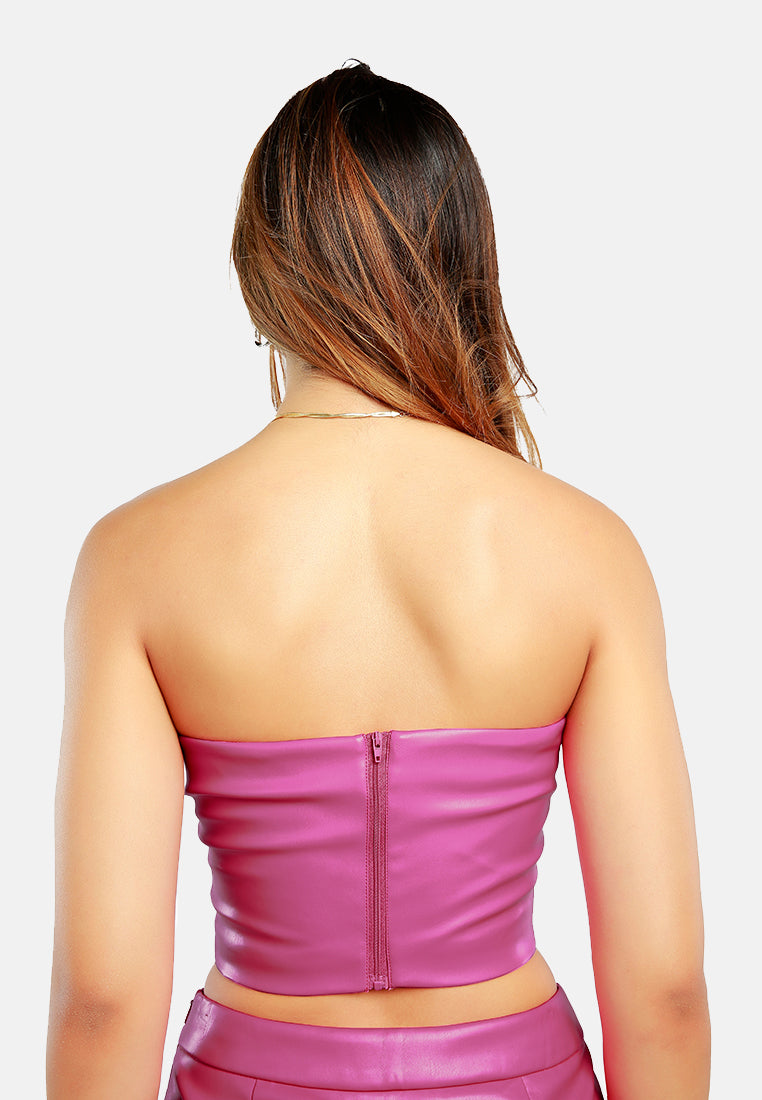 solid off-shoulder tube top#color_bright-pink