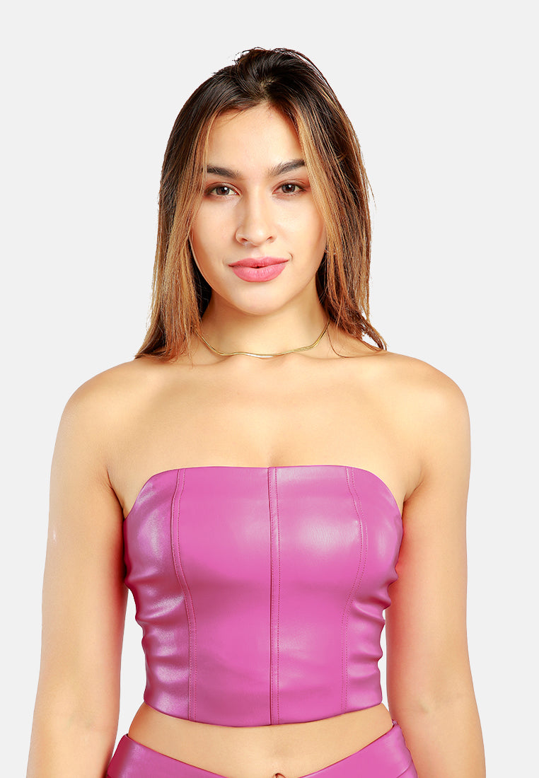 solid off-shoulder tube top#color_bright-pink