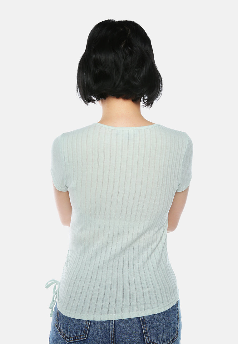 solid rib knit wrap top#color_sage-green
