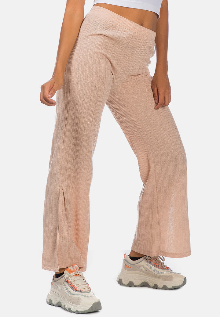 solid side slit trousers#color_beige