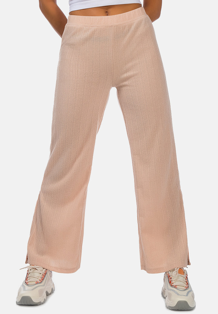 solid side slit trousers#color_beige
