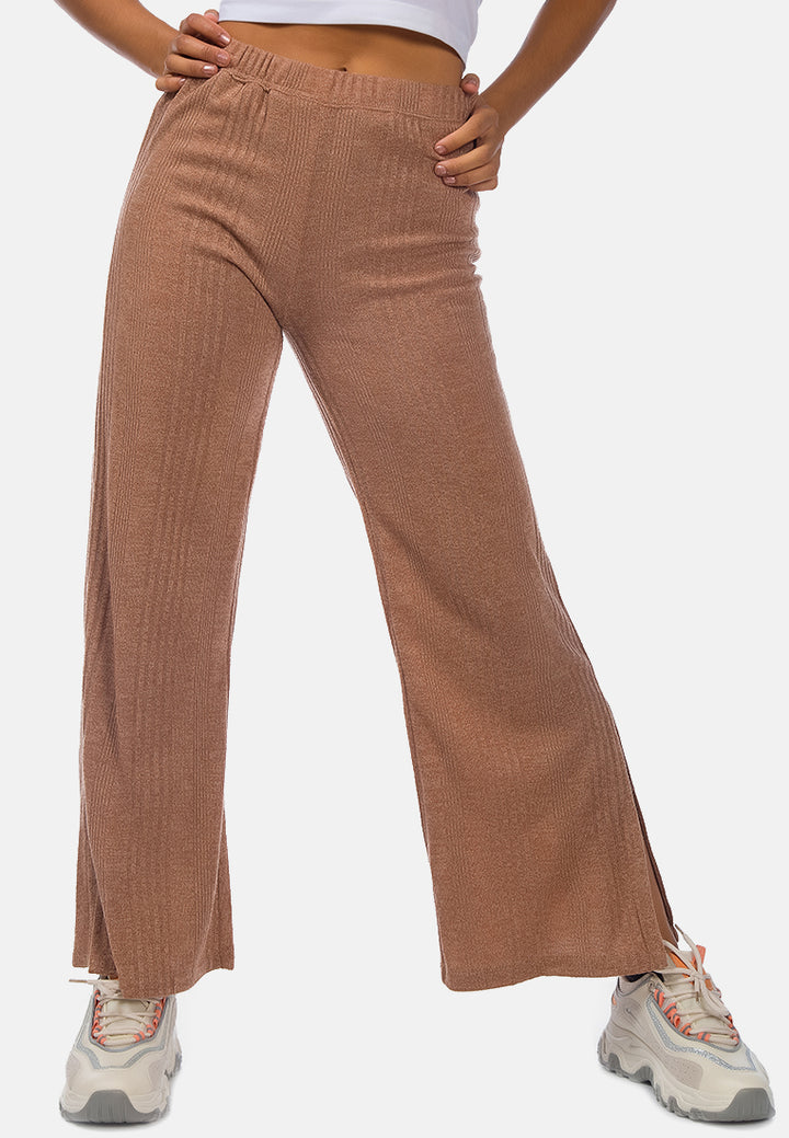 solid side slit trousers#color_mocha