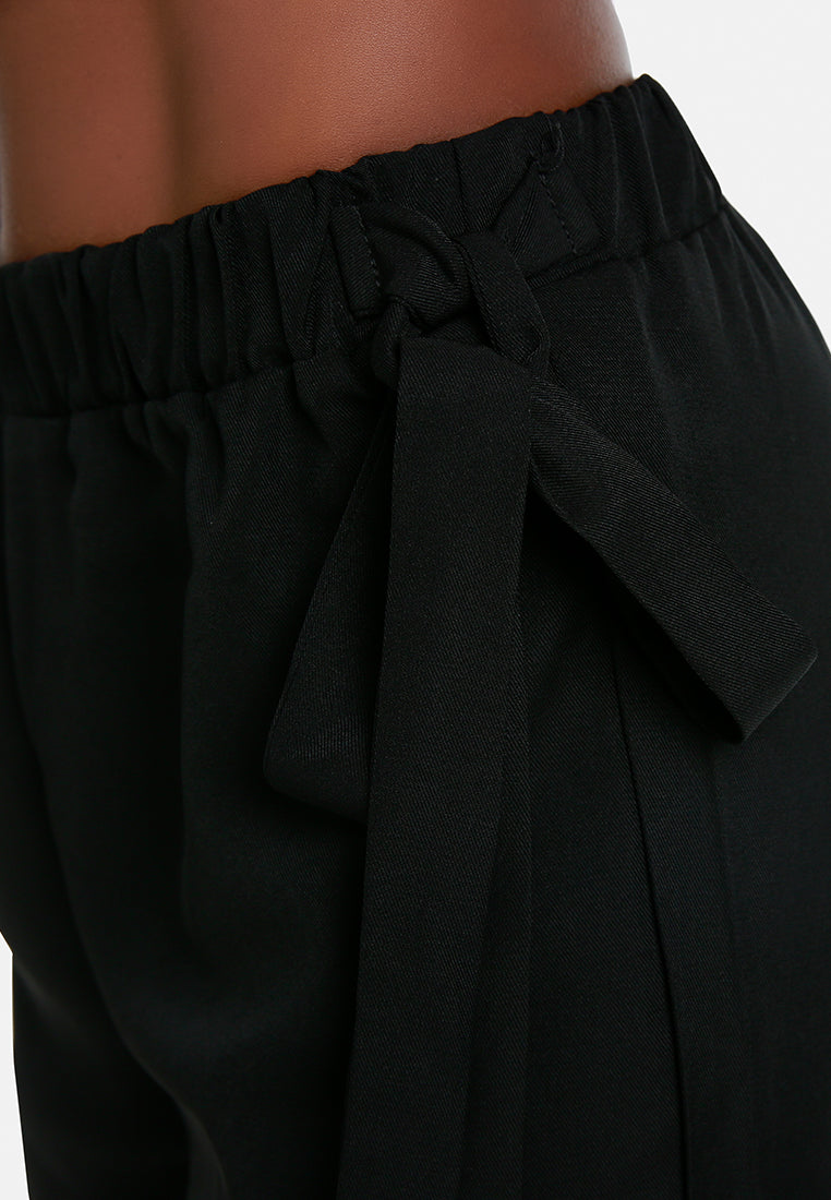 solid waist belt pants#color_black