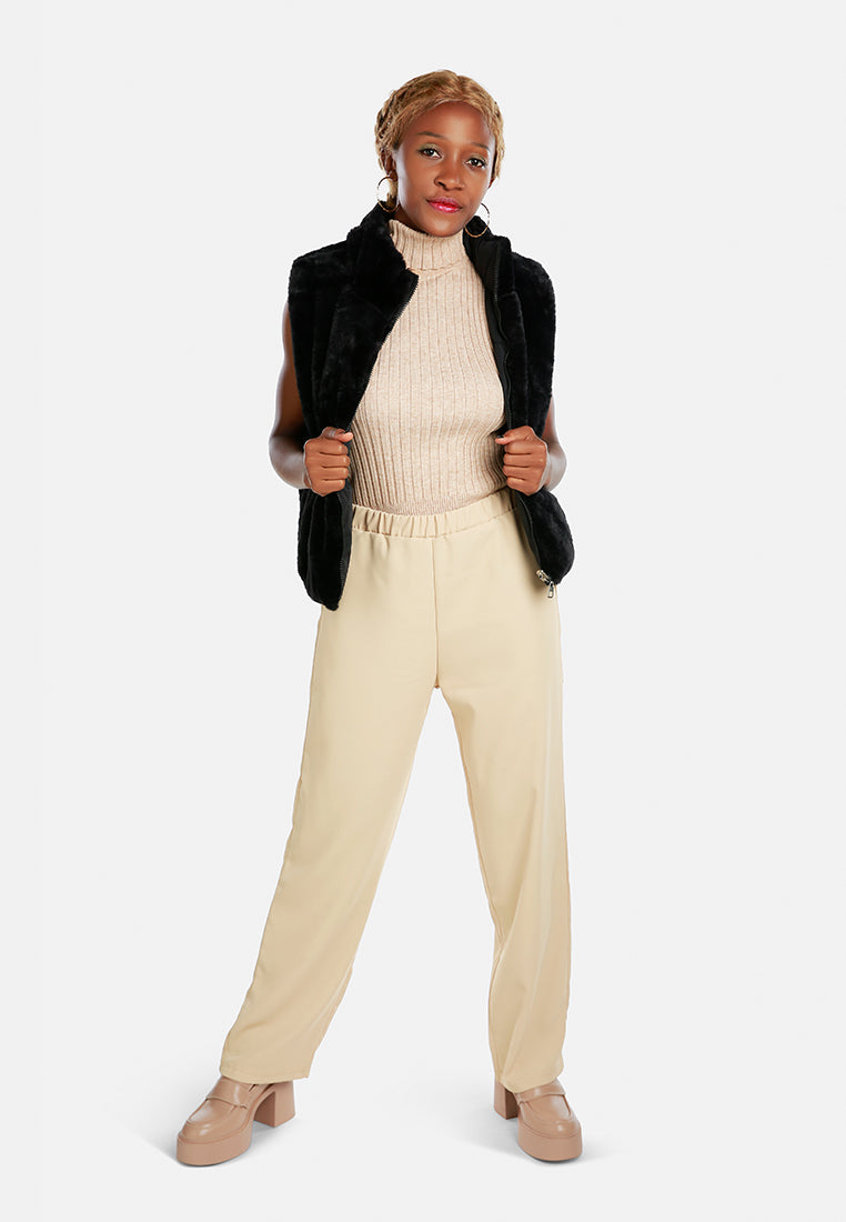 solid waist belt pants#color_khaki