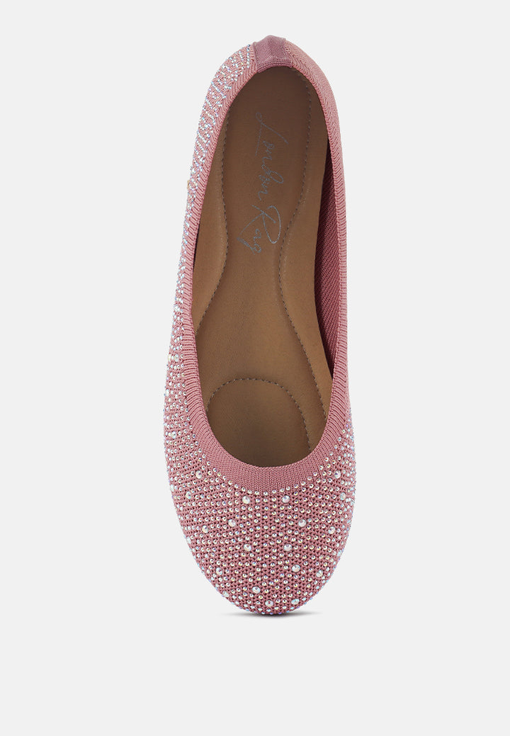 splash rhinestones embellished ballet flats#color_pink