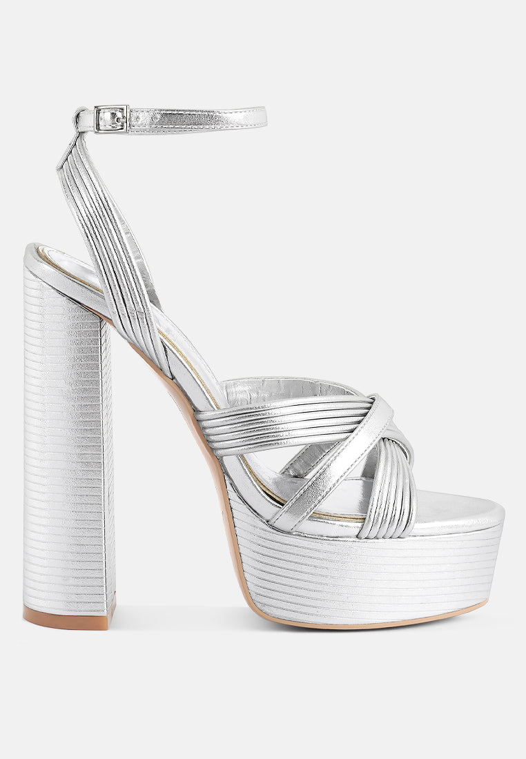 splendid crisscross straps high heel sandals#color_silver