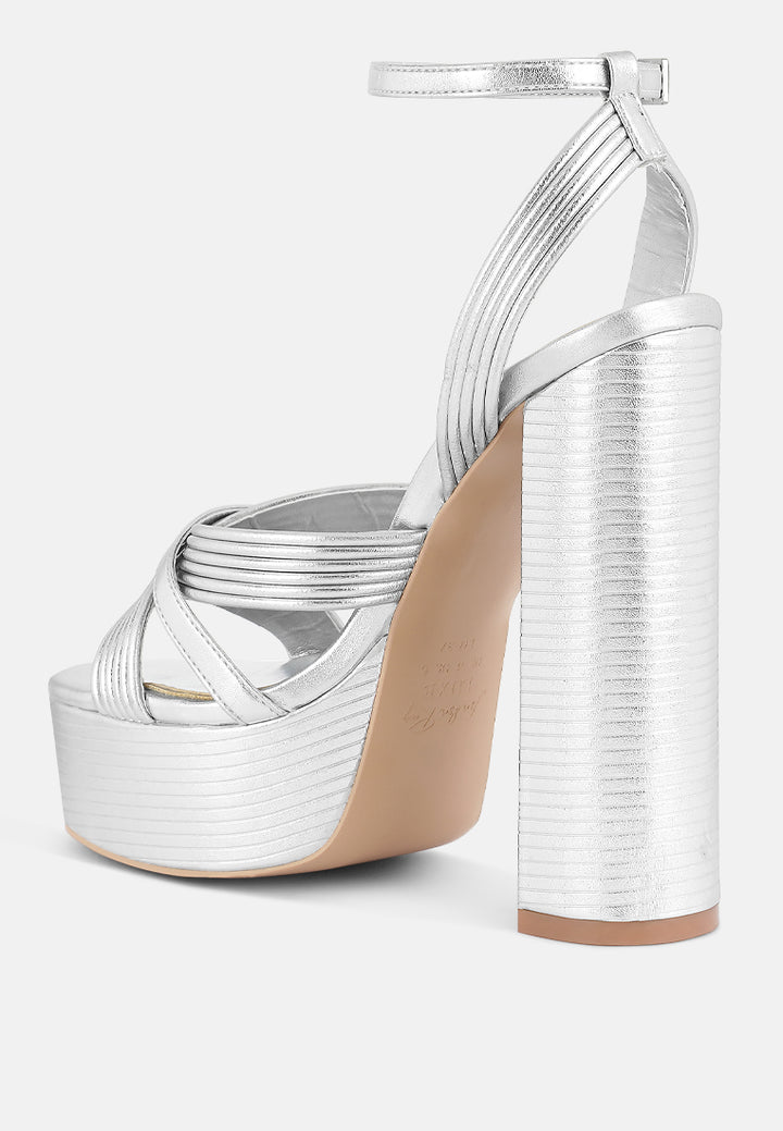 splendid crisscross straps high heel sandals#color_silver