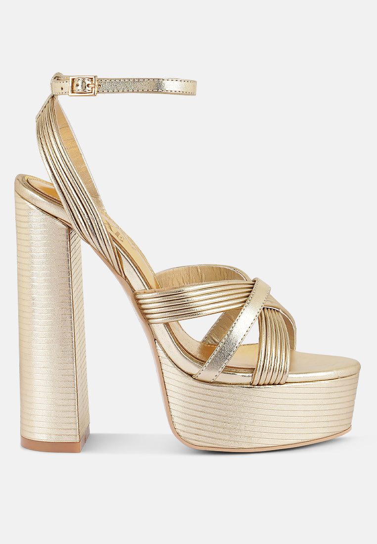 splendid crisscross straps high heel sandals#color_gold