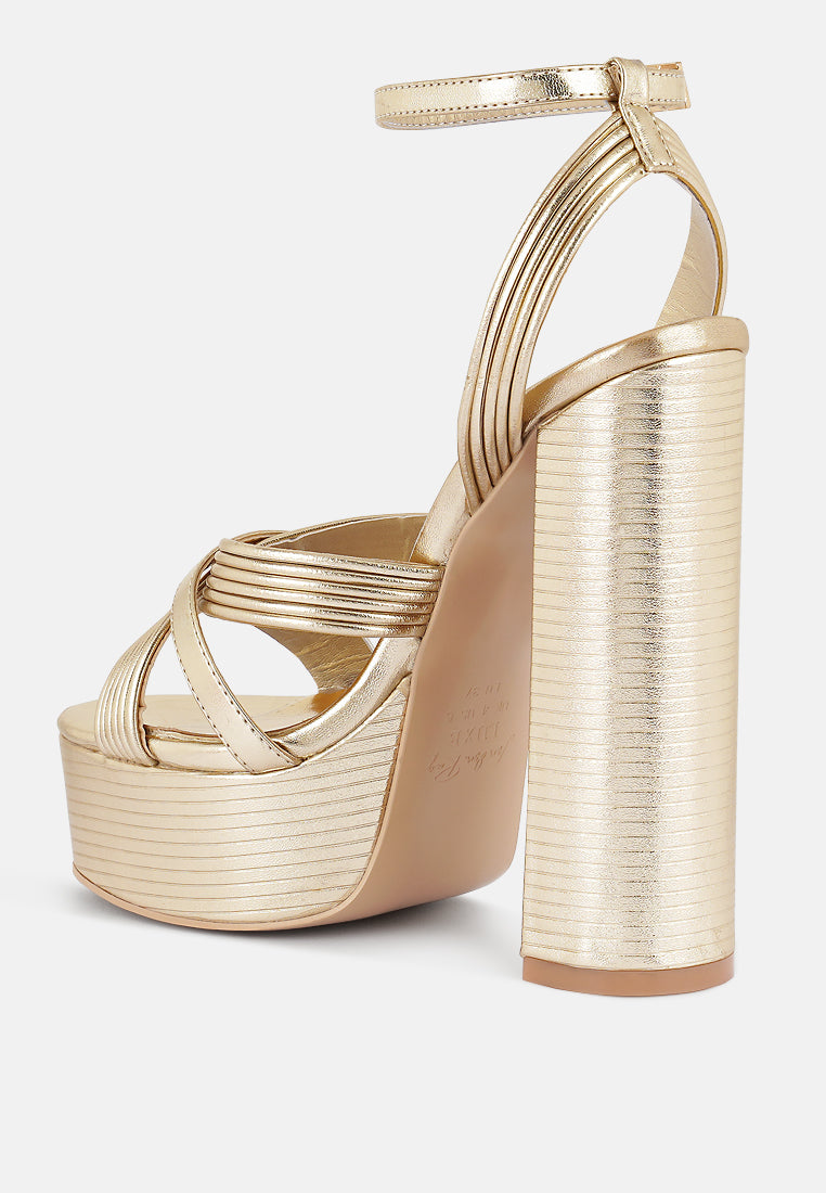 splendid crisscross straps high heel sandals#color_gold
