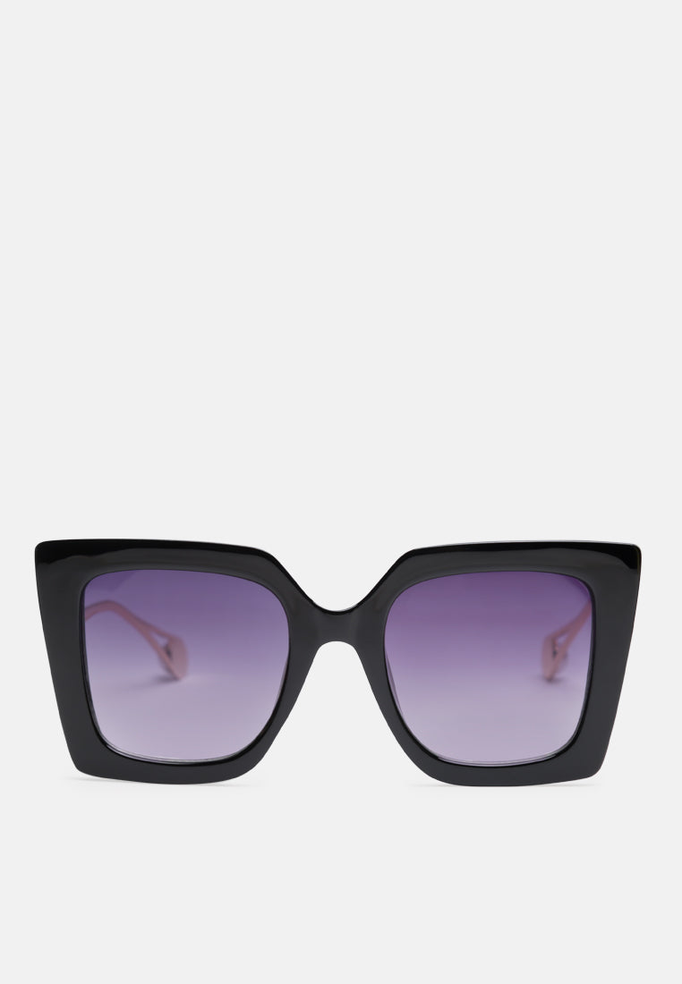 stare game square frame oversized sunglasses#color_black