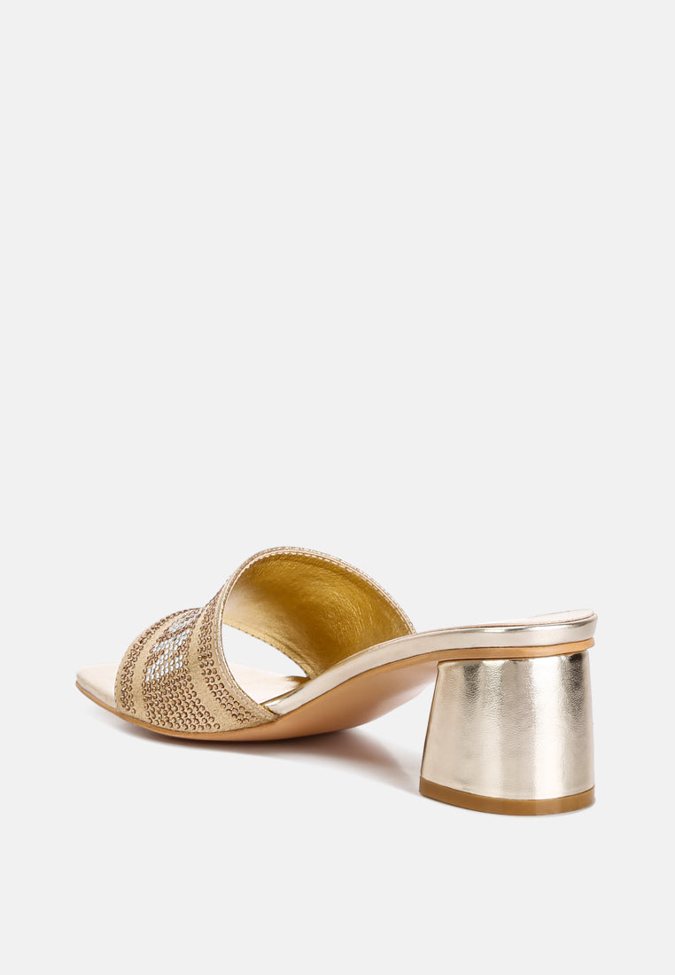 starks diamante embellished london sandals#color_gold