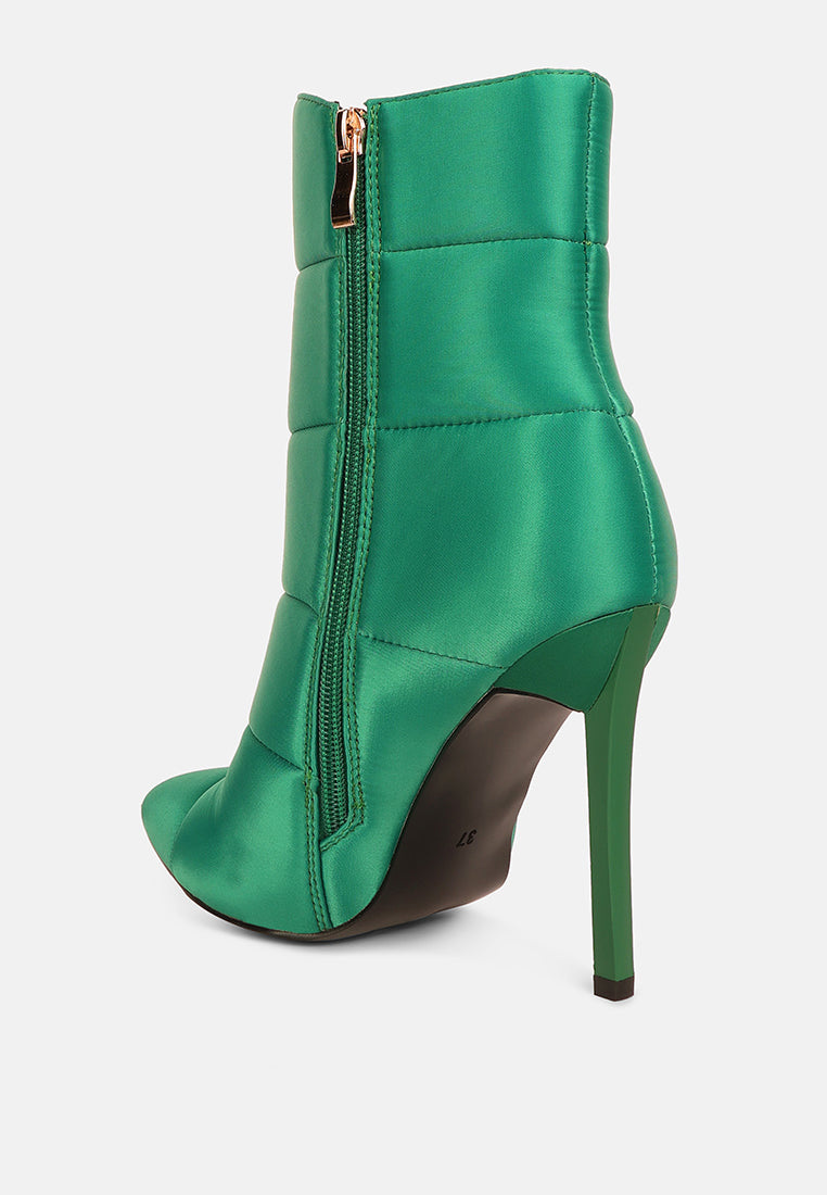 status quo high heeled quilted satin boot#color_green