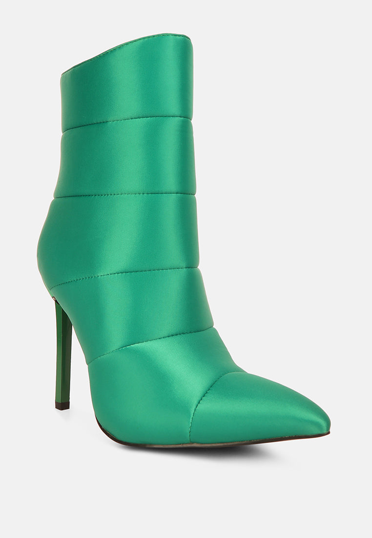 status quo high heeled quilted satin boot#color_green