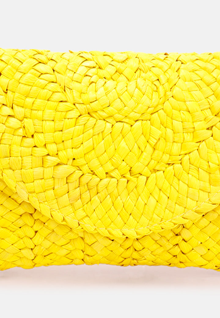 straw rope clutch bag#color_yellow