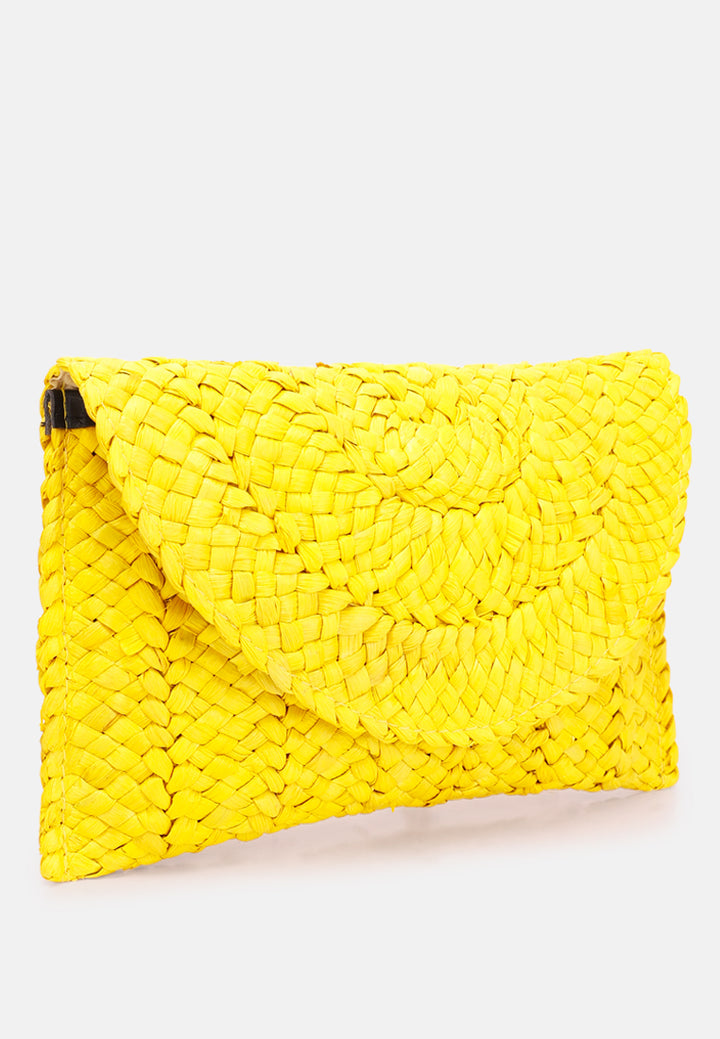 straw rope clutch bag#color_yellow