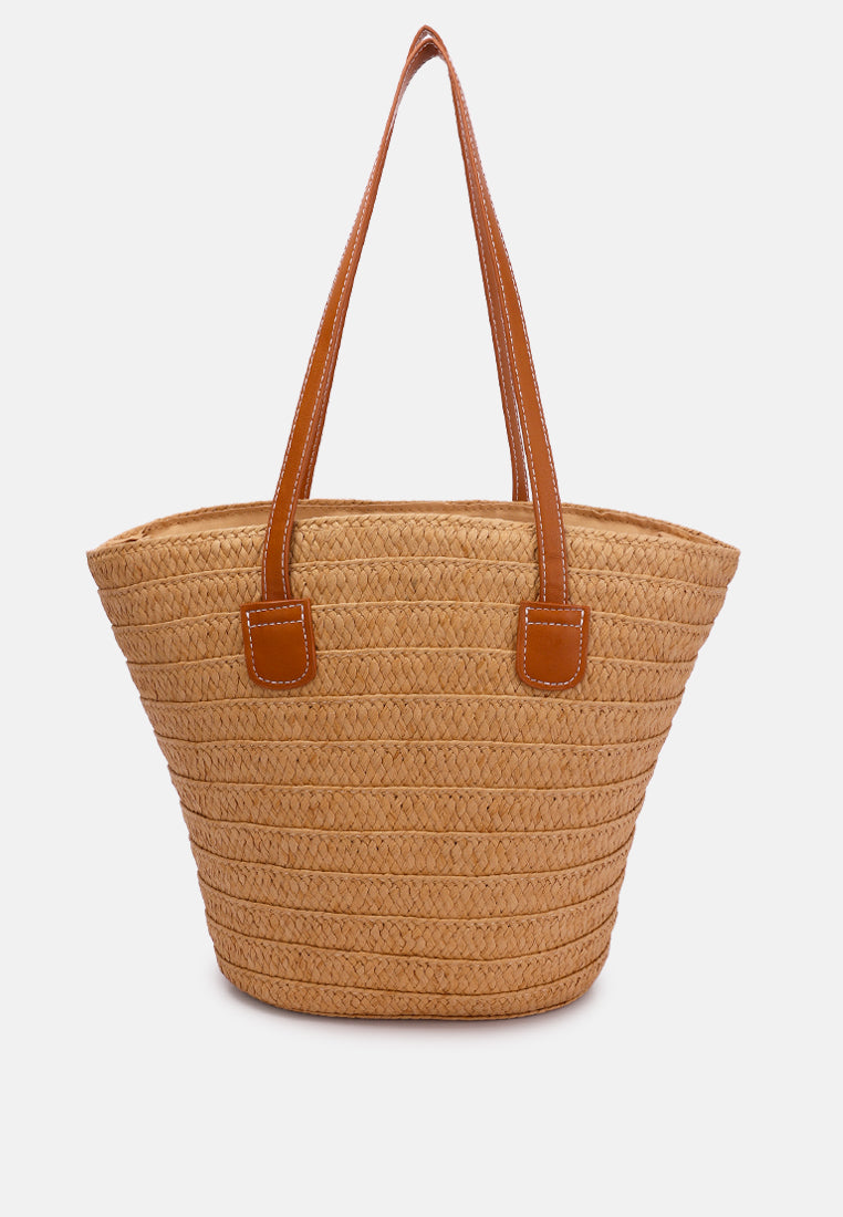 straw rope market tote bag by ruw#color_coffee