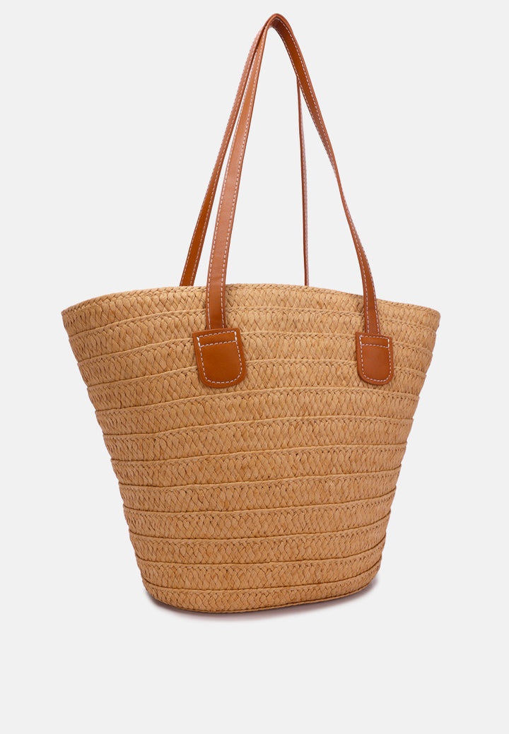 straw rope market tote bag by ruw#color_coffee