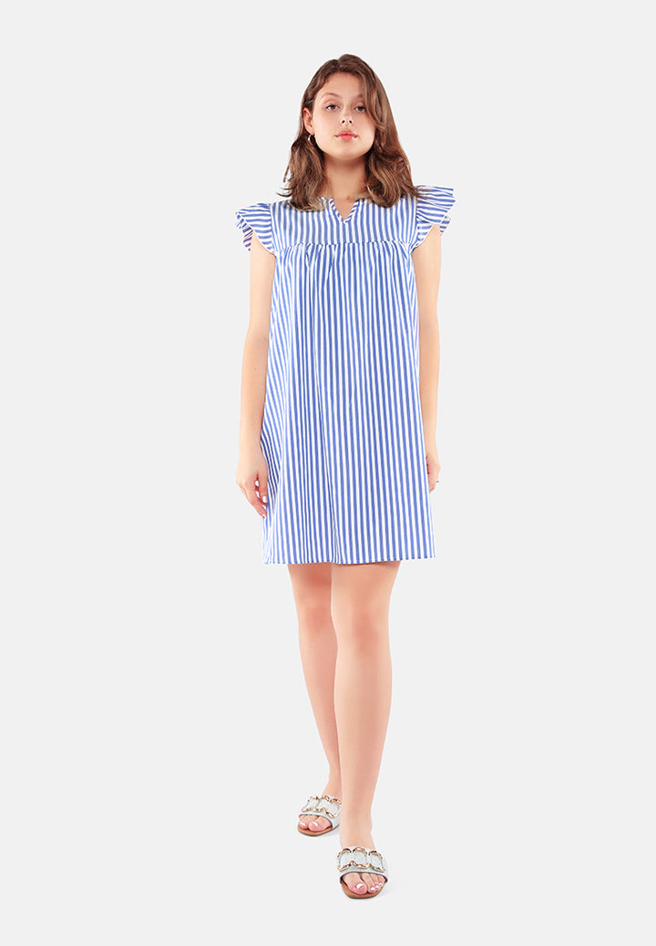 striped casual mini dress#color_blue