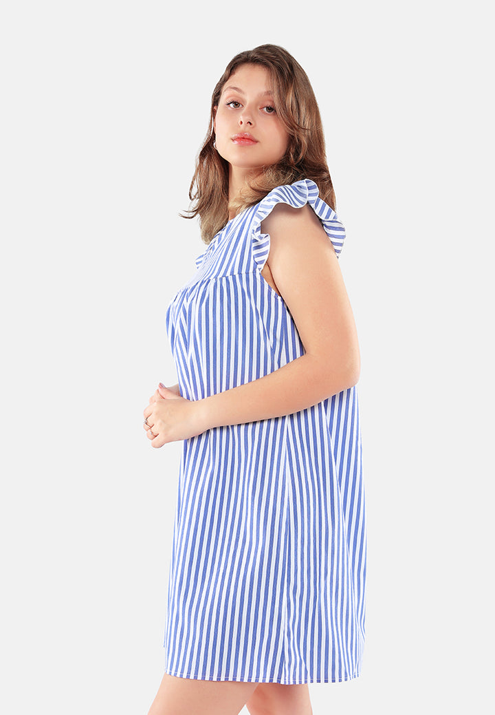 striped casual mini dress#color_blue