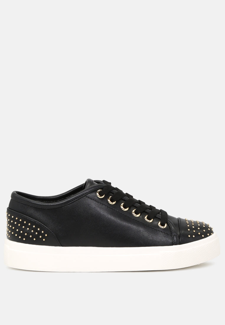 studded everday casual sneakers#color_black