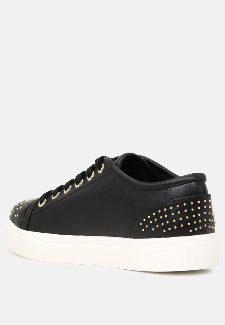 studded everday casual sneakers#color_black
