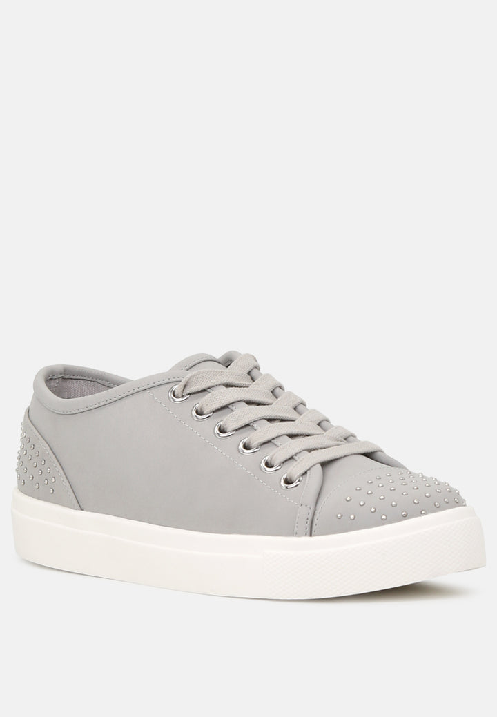 studded everday casual sneakers#color_grey
