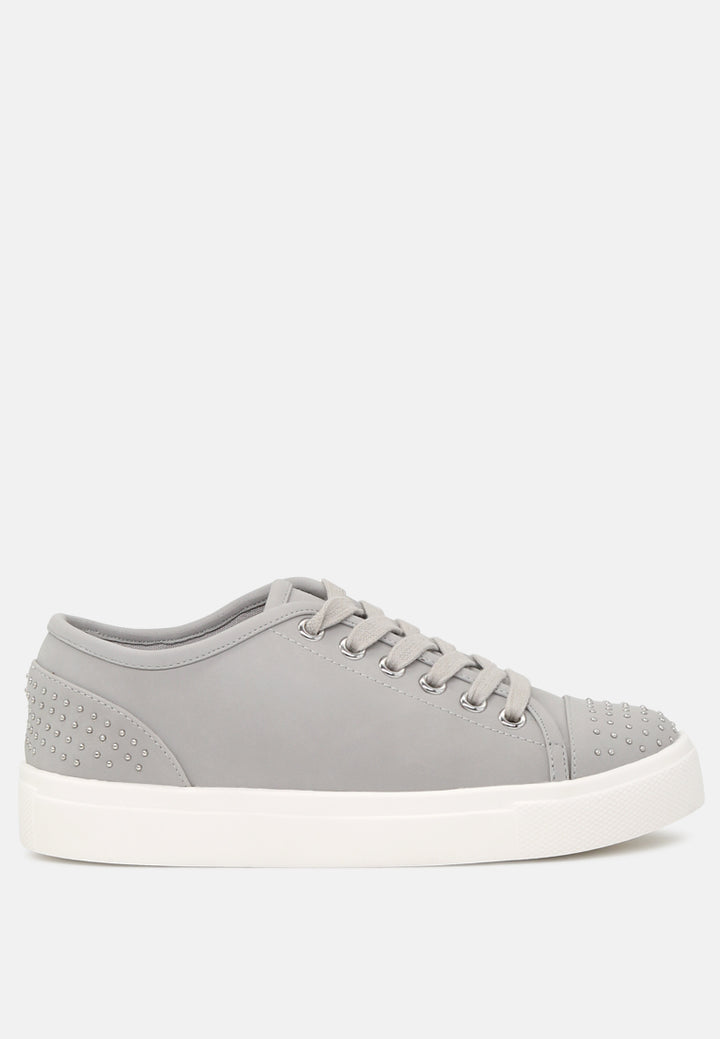 studded everday casual sneakers#color_grey