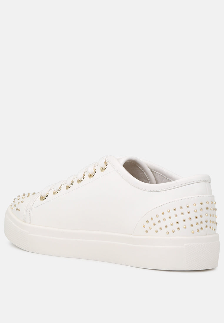 studded everday casual sneakers#color_white