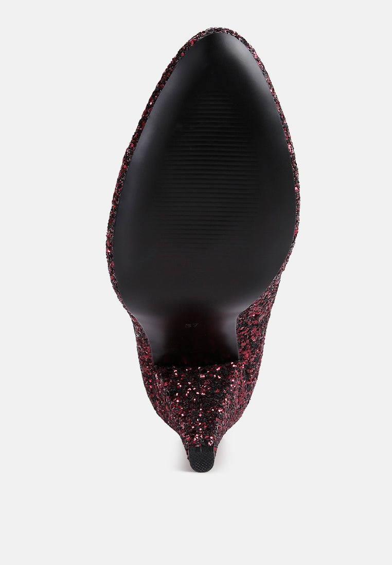 sugar plum glitter conical heel pumps#color_burgundy