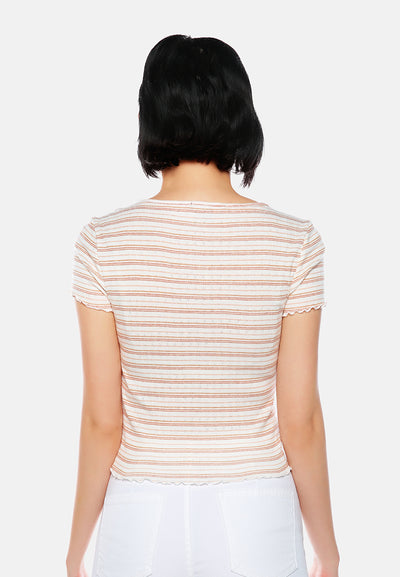 summer print casual top#color_ivory-stripe