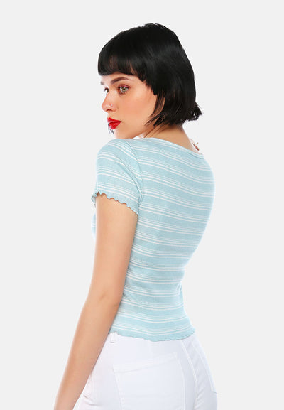 summer print casual top#color_sage-stripe