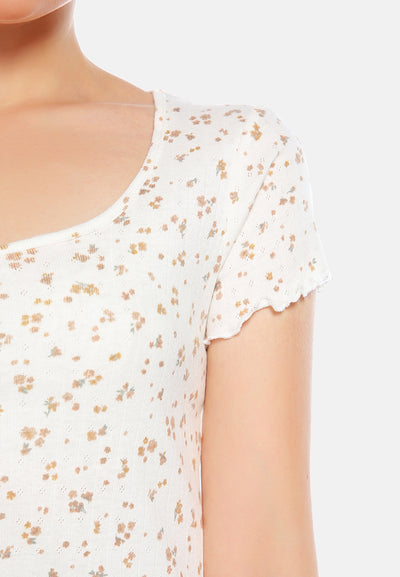 summer print casual top#color_ivory-ditsy