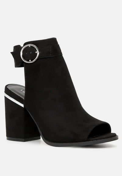 suzy peep toe sling back mid heel sandals#color_black