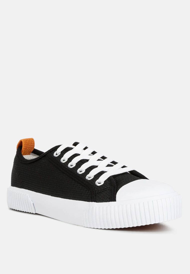 sway chunky sole knitted textile sneakers#color_black
