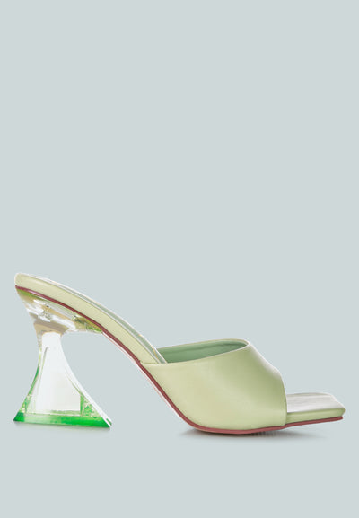 sweet16 clear spool heeled sandal#color_green