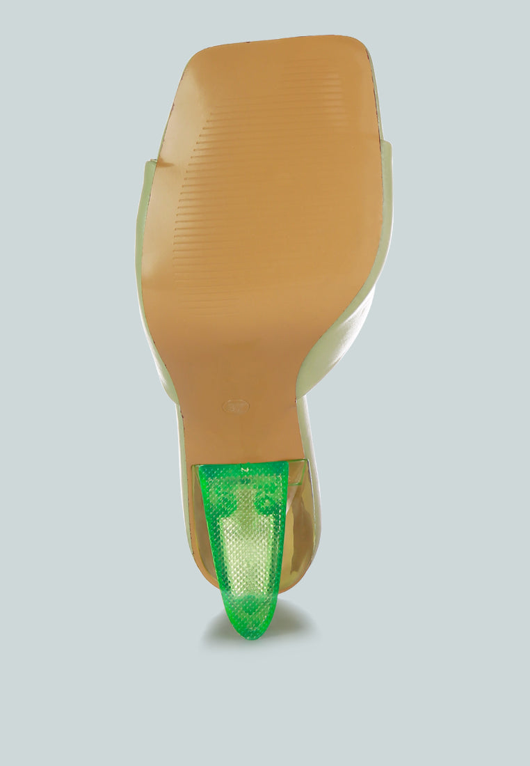 sweet16 clear spool heeled sandal#color_green