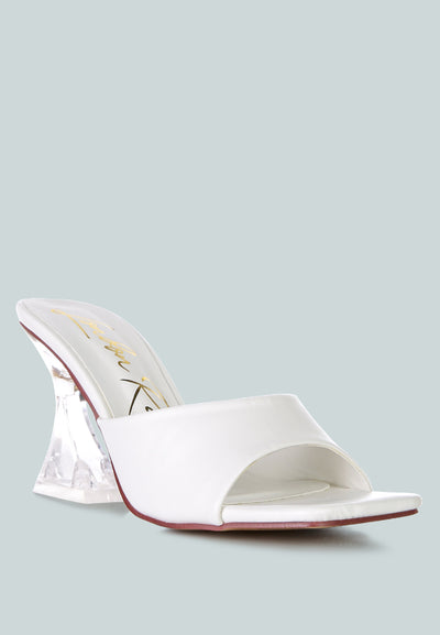 sweet16 clear spool heeled sandal#color_white