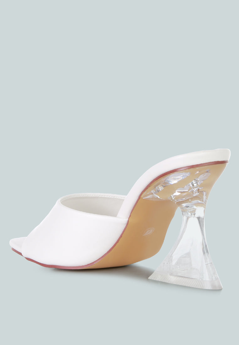 sweet16 clear spool heeled sandal#color_white