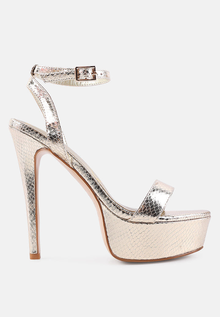 sweetheart croc platform high heeled sandals#color_gold