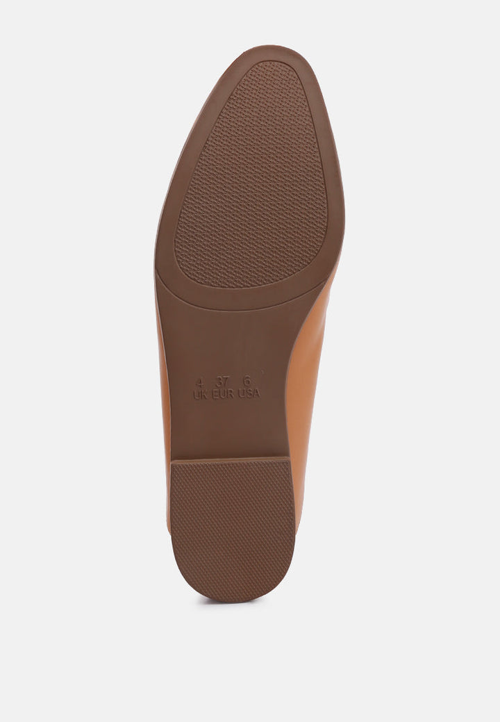 horsebit embellished faux leather loafers by ruw#color_tan