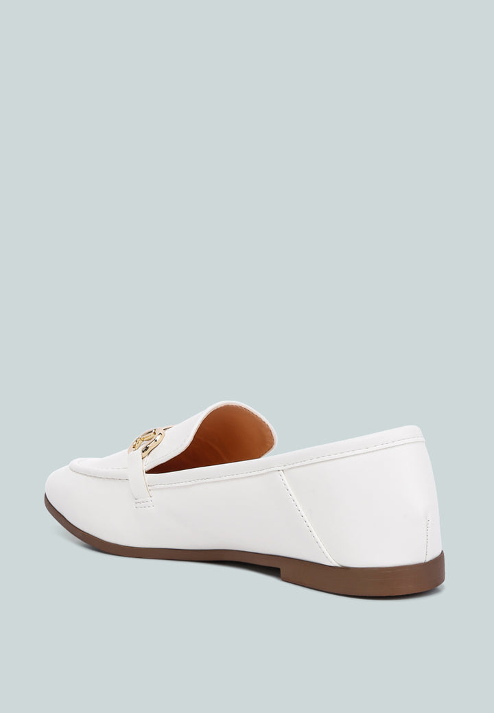 talula horsebit embellished faux leather loafers#color_white