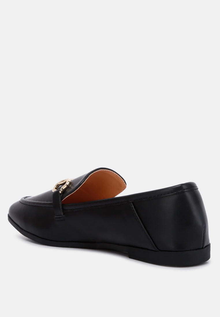 talula horsebit embellished faux leather loafers#color_black