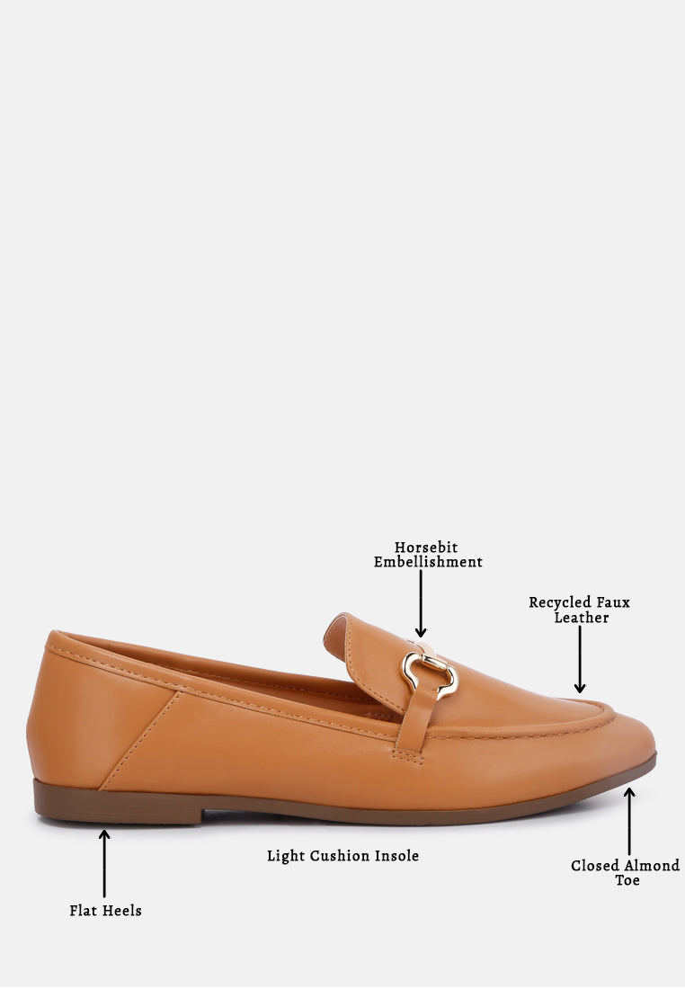 talula horsebit embellished faux leather loafers#color_tan
