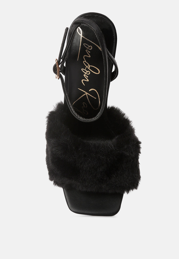 tarantino faux fur stiletto sandals#color_black