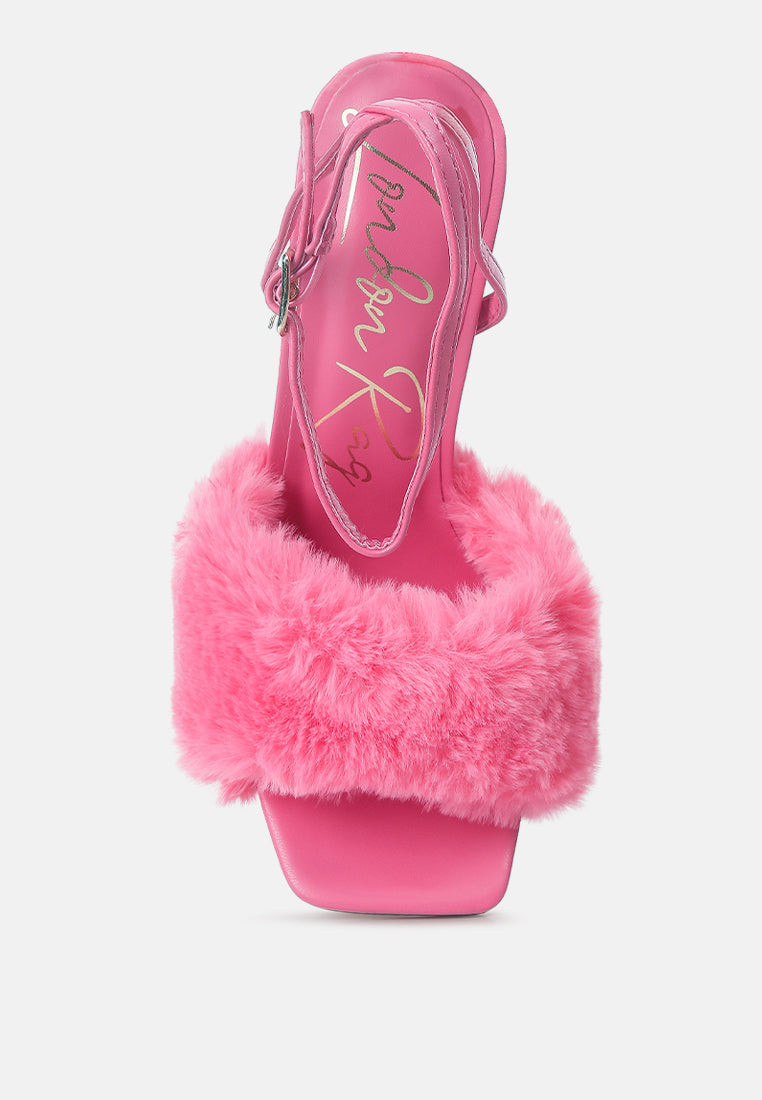 tarantino faux fur stiletto sandals#color_pink